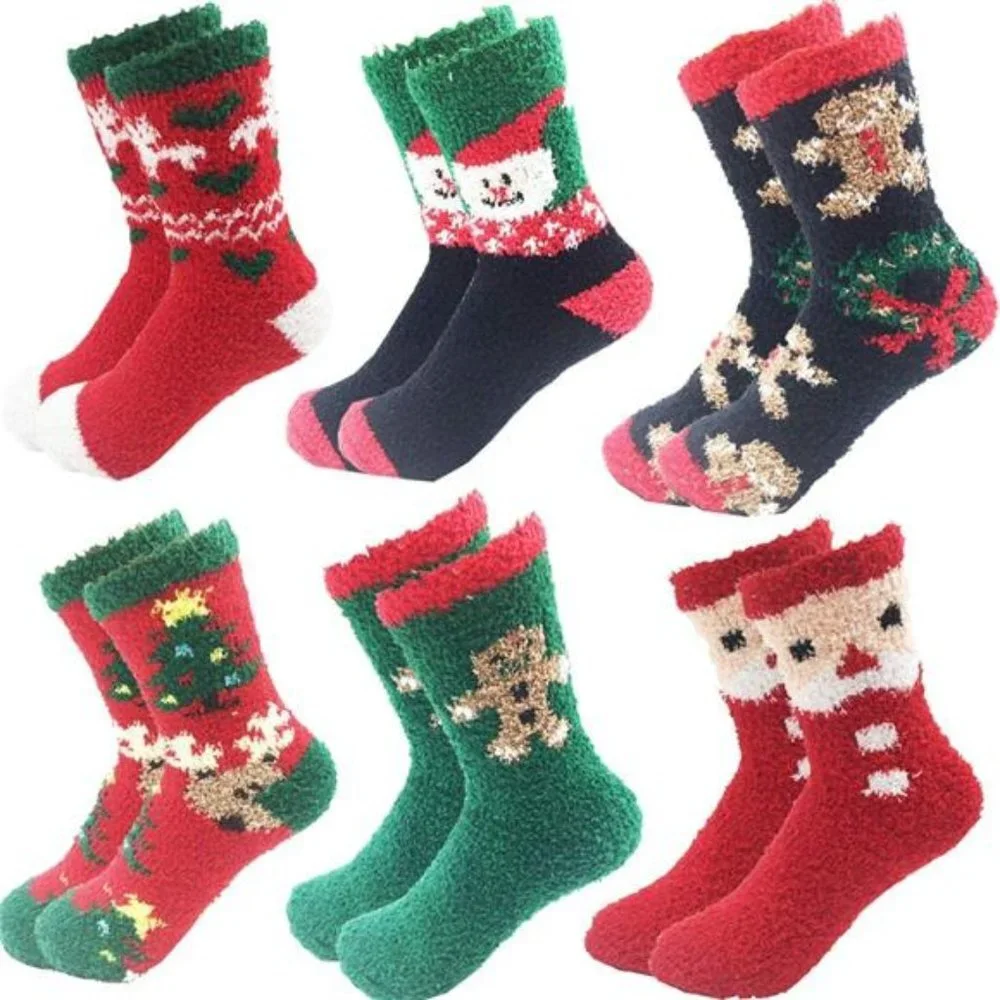 6 Pairs Women's Socks with Plus Size And Anti-Slip Bottom